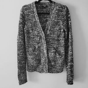 PAIGE Black & White Mixed Knitted Button-down Cardigan Size XS